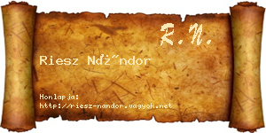 Riesz Nándor névjegykártya